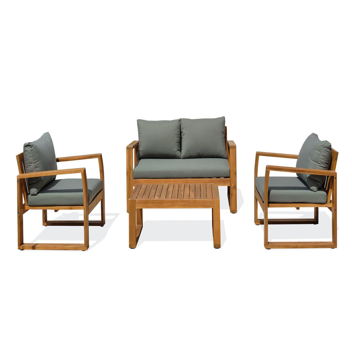 DCB GARDEN Salon bas de jardin 4 places en bois d'acacia