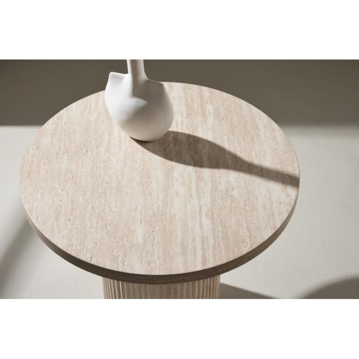 Paris Prix Table d'Appoint Effet Travertin  Haron  50cm Beige