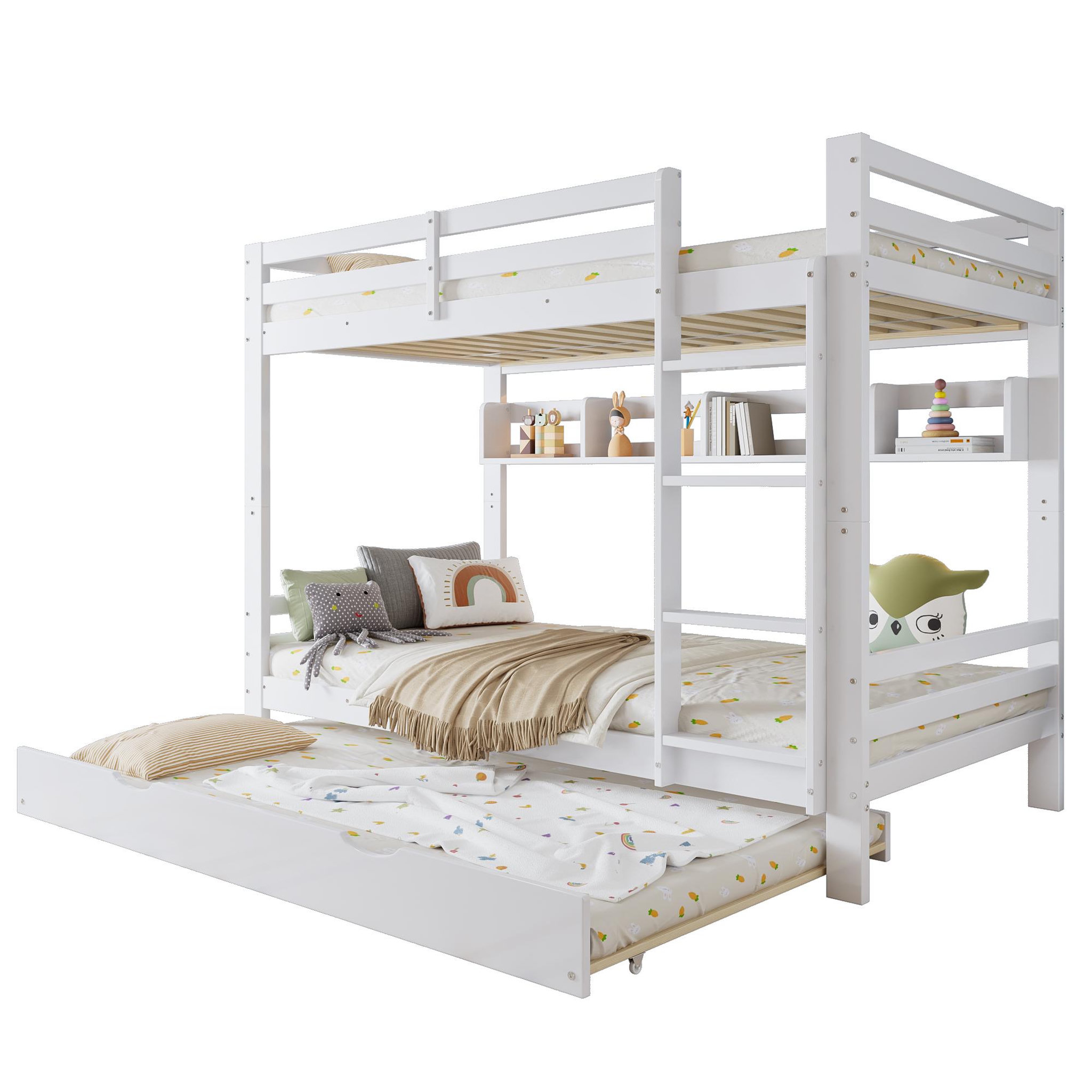 MERAX Lit superposé 90x200 cm coloris blanc pin
