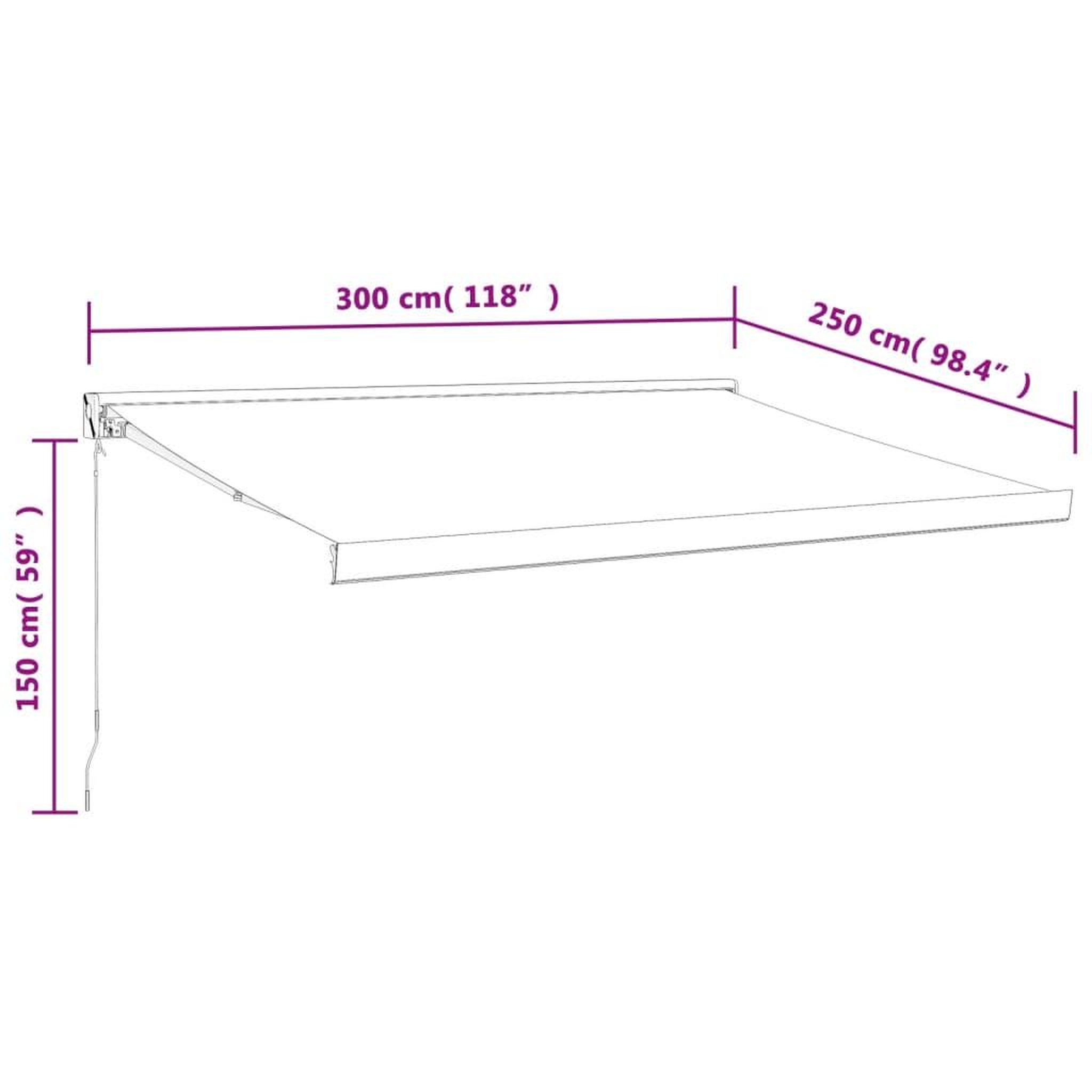 Voir la diapositive 6 : VIDAXL Auvent retractable jaune et blanc 3x2,5 m tissu et aluminium