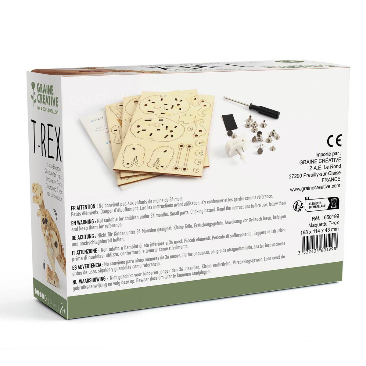 Graine créative T-Rex Maquette en bois 3D mécanique à assembler