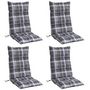 Voir la diapositive 3 : VIDAXL Coussins de chaise a dossier haut lot de 4 motif carreaux gris