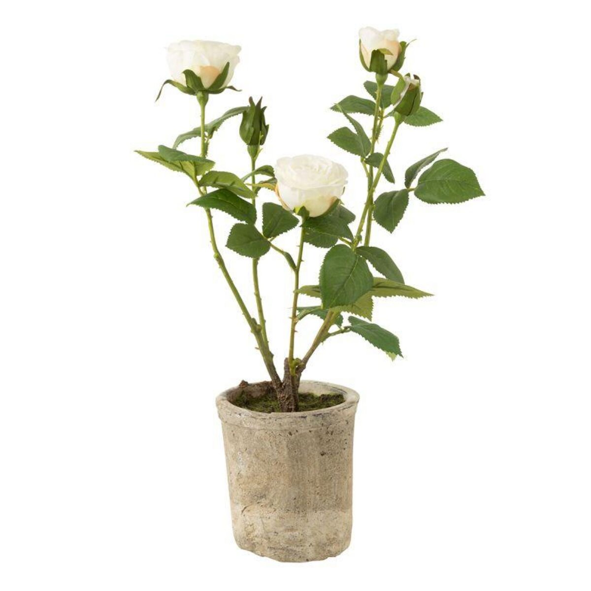Paris Prix Plante Artificielle en Pot  Rosier  39cm Blanc