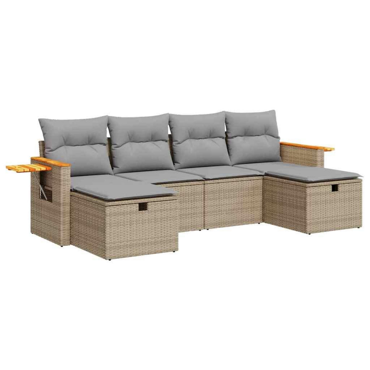 VIDAXL Salon de jardin avec coussins 6 pcs beige resine tressee