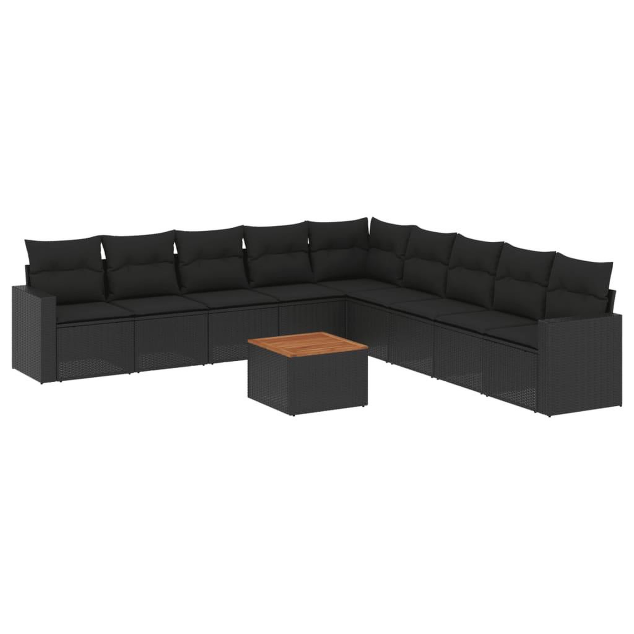 Voir la diapositive 2 : VIDAXL Salon de jardin 10 pcs avec coussins noir resine tressee