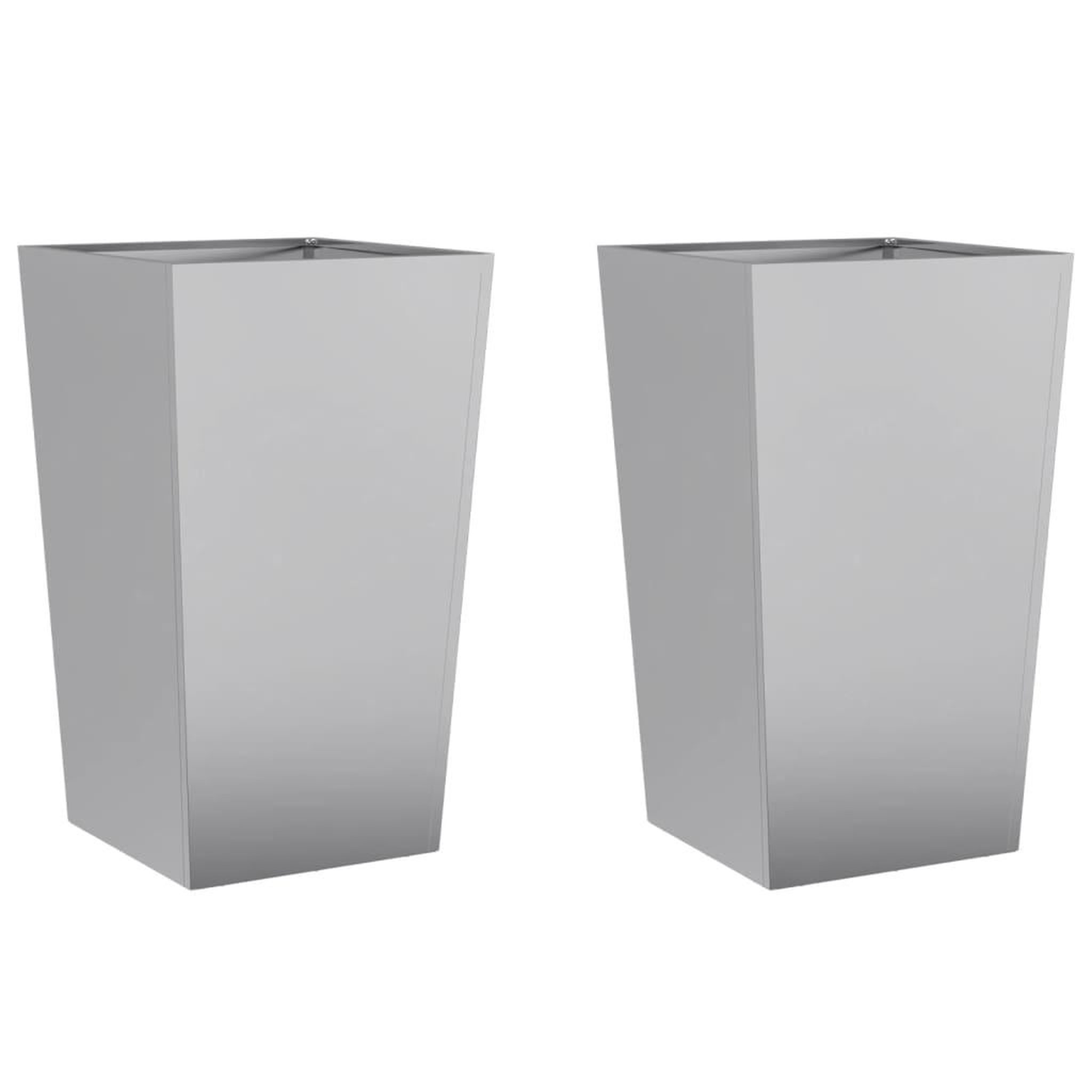 Voir la diapositive 2 : VIDAXL Jardinieres 2 pcs 45x45x75 cm acier galvanise