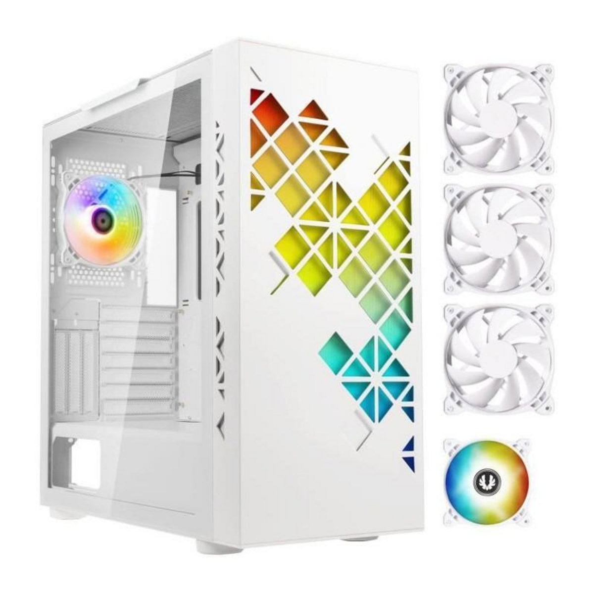 BitFenix Boitier PC sans alimentation - BITFENIX Tracery ARGB (Blanc) - Moyen tour - Format E-ATX