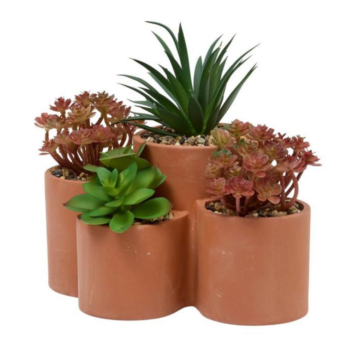 ATMOSPHERA Plantes Grasses Artificielles en Pot  Wonj  22cm Terracotta