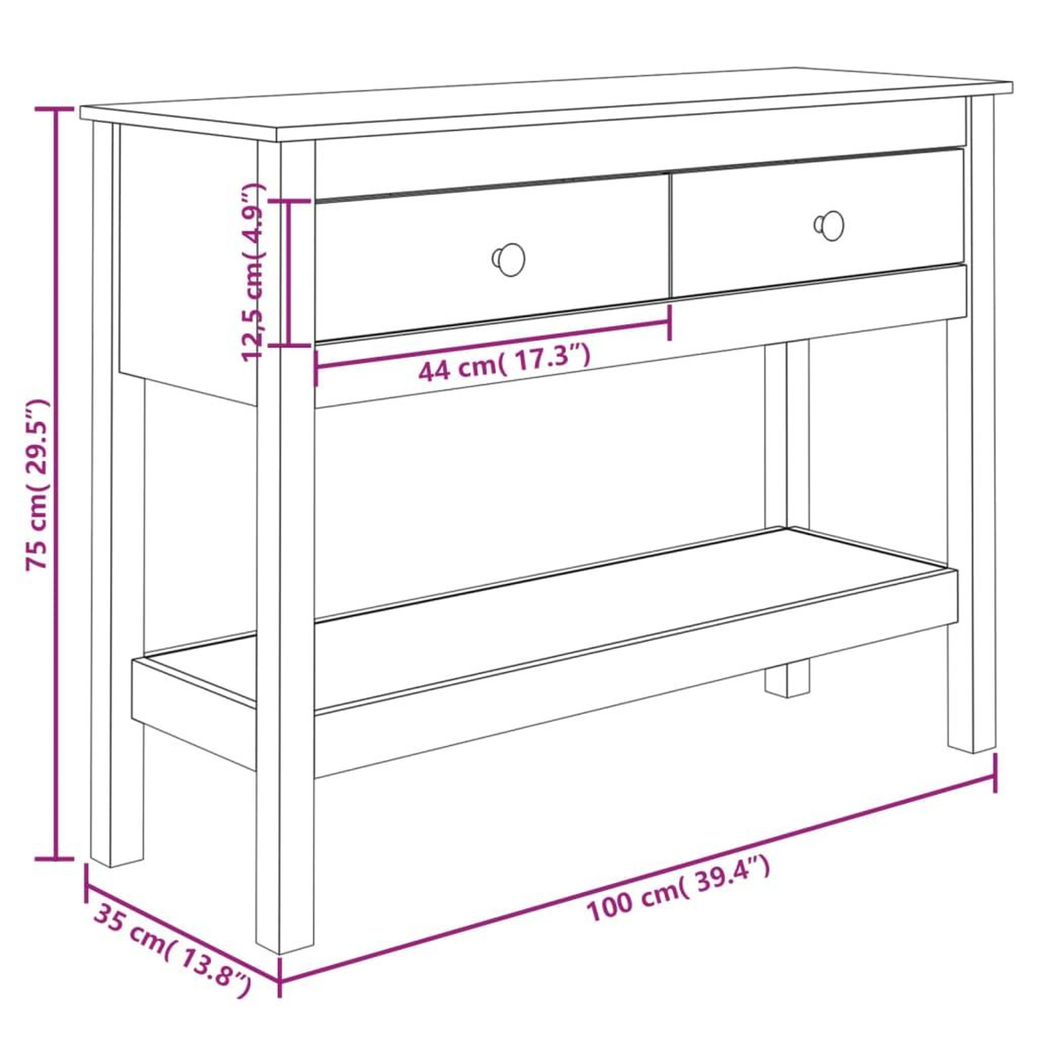 Voir la diapositive 6 : VIDAXL Table console 100x35x75 cm Bois massif de pin