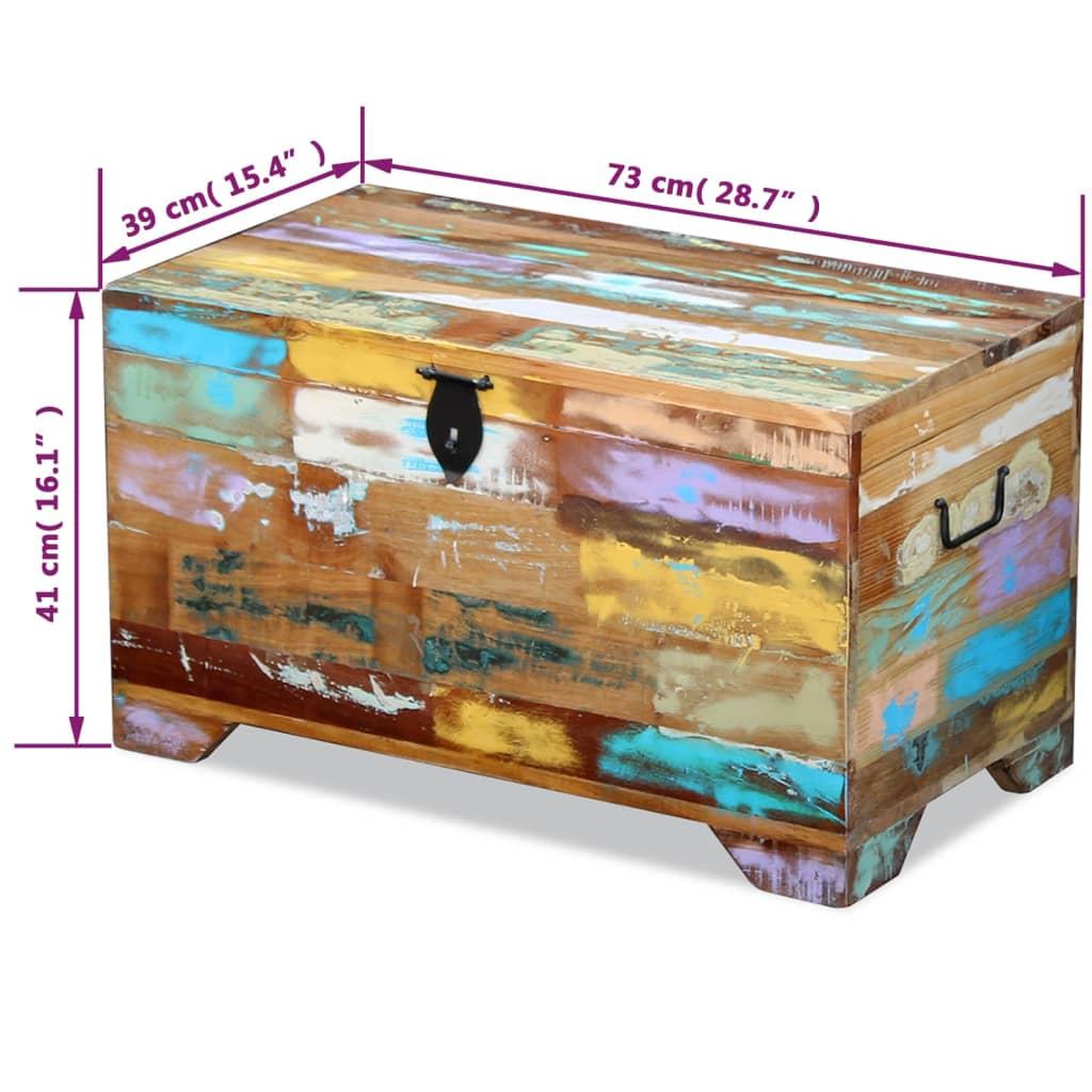 Voir la diapositive 6 : VIDAXL Coffre de rangement Bois de recuperation massif