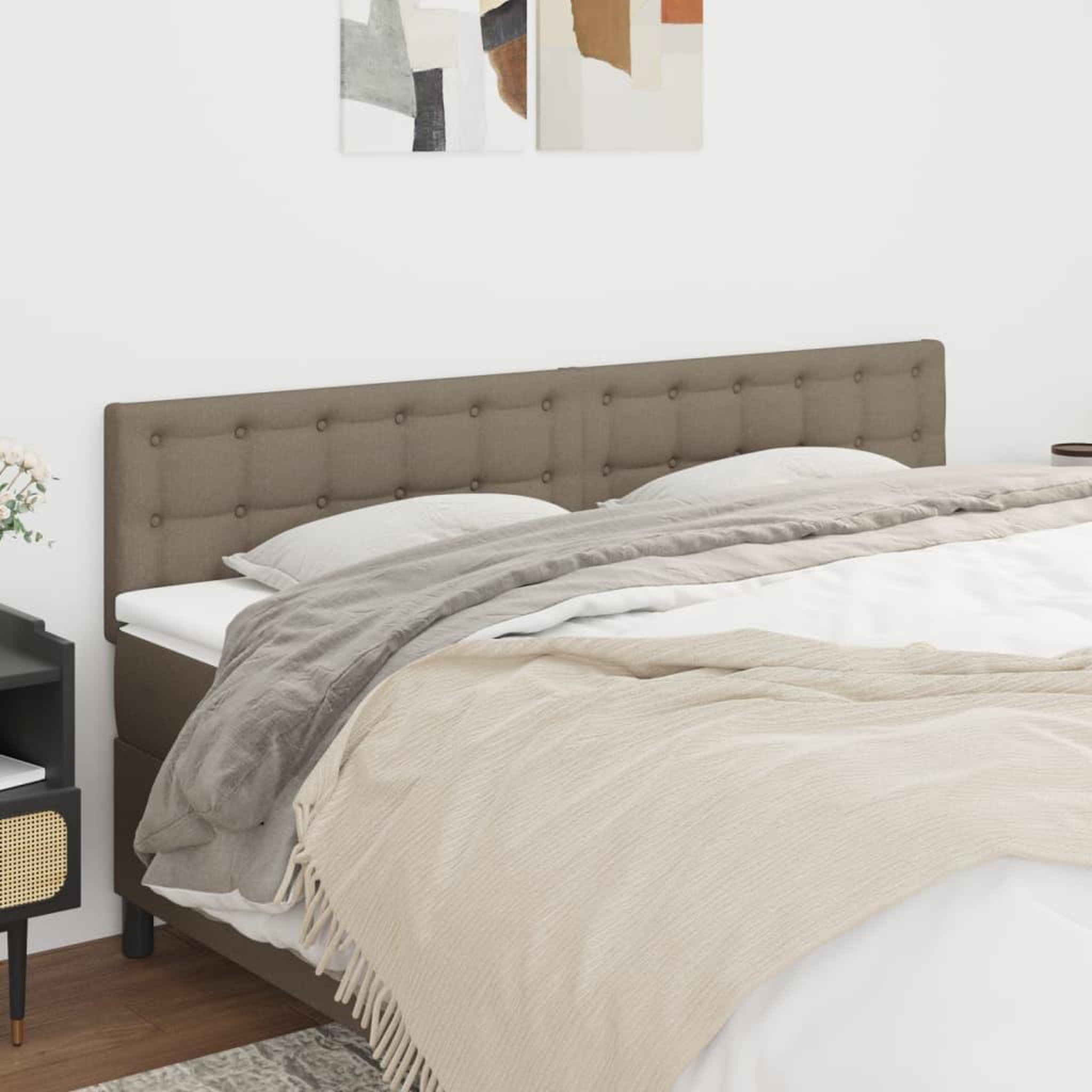 Voir la diapositive 1 : VIDAXL Tetes de lit 2 pcs Taupe 100x5x78/88 cm Tissu