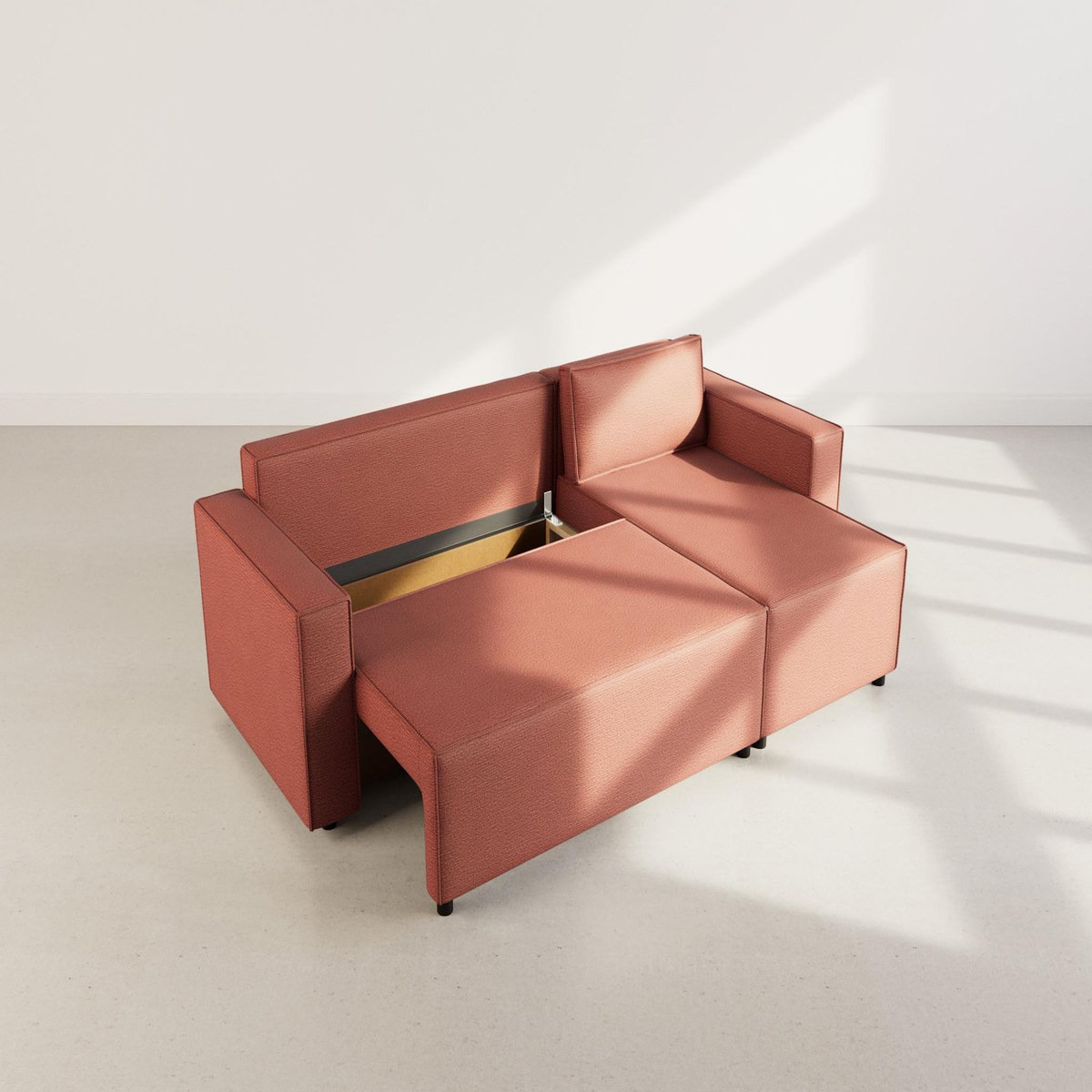 BEST MOBILIER Jonas - canapé d'angle réversible 4 places convertible avec coffre en tissu texturé