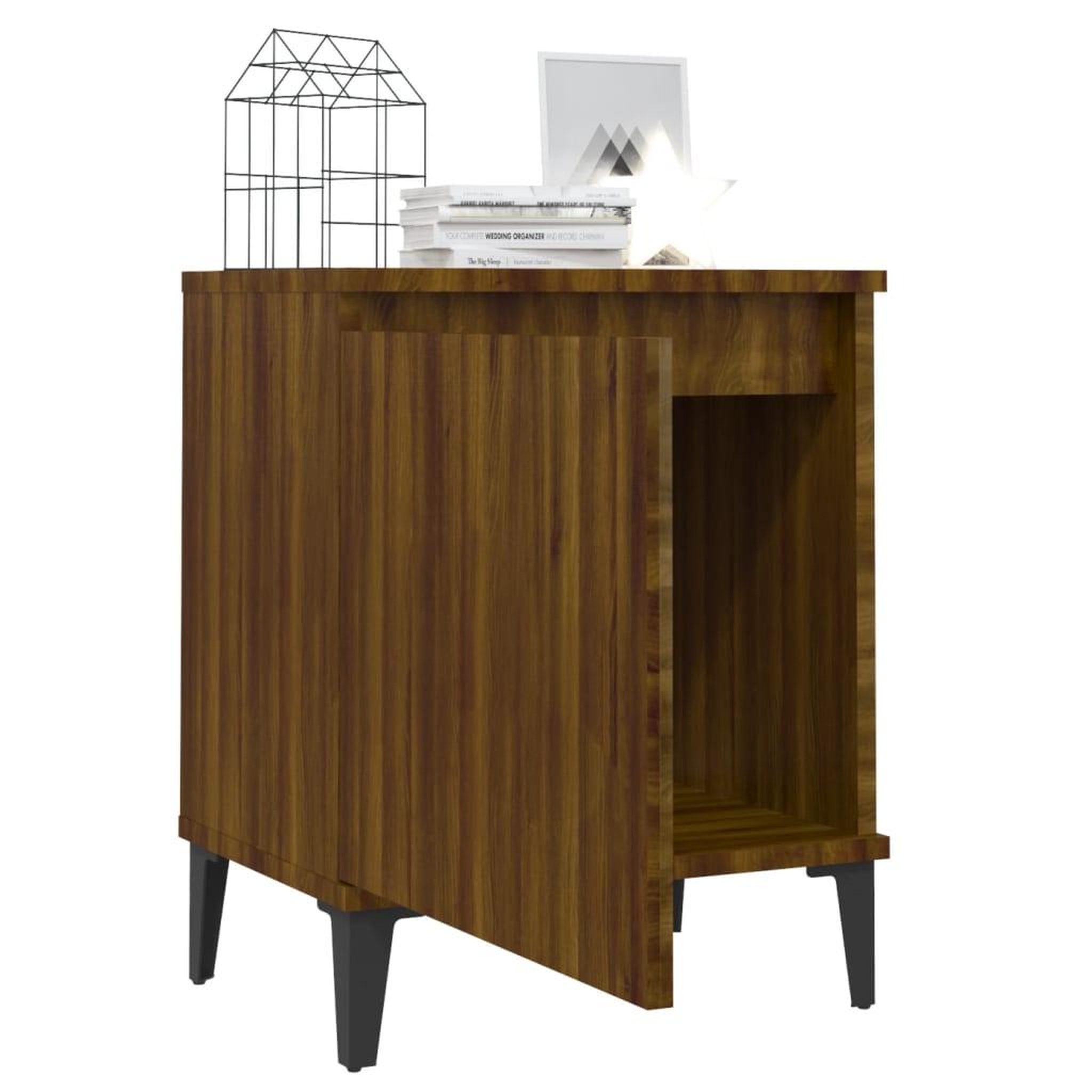 Voir la diapositive 4 : VIDAXL Tables de chevet avec pieds en metal chene marron 40x30x50 cm