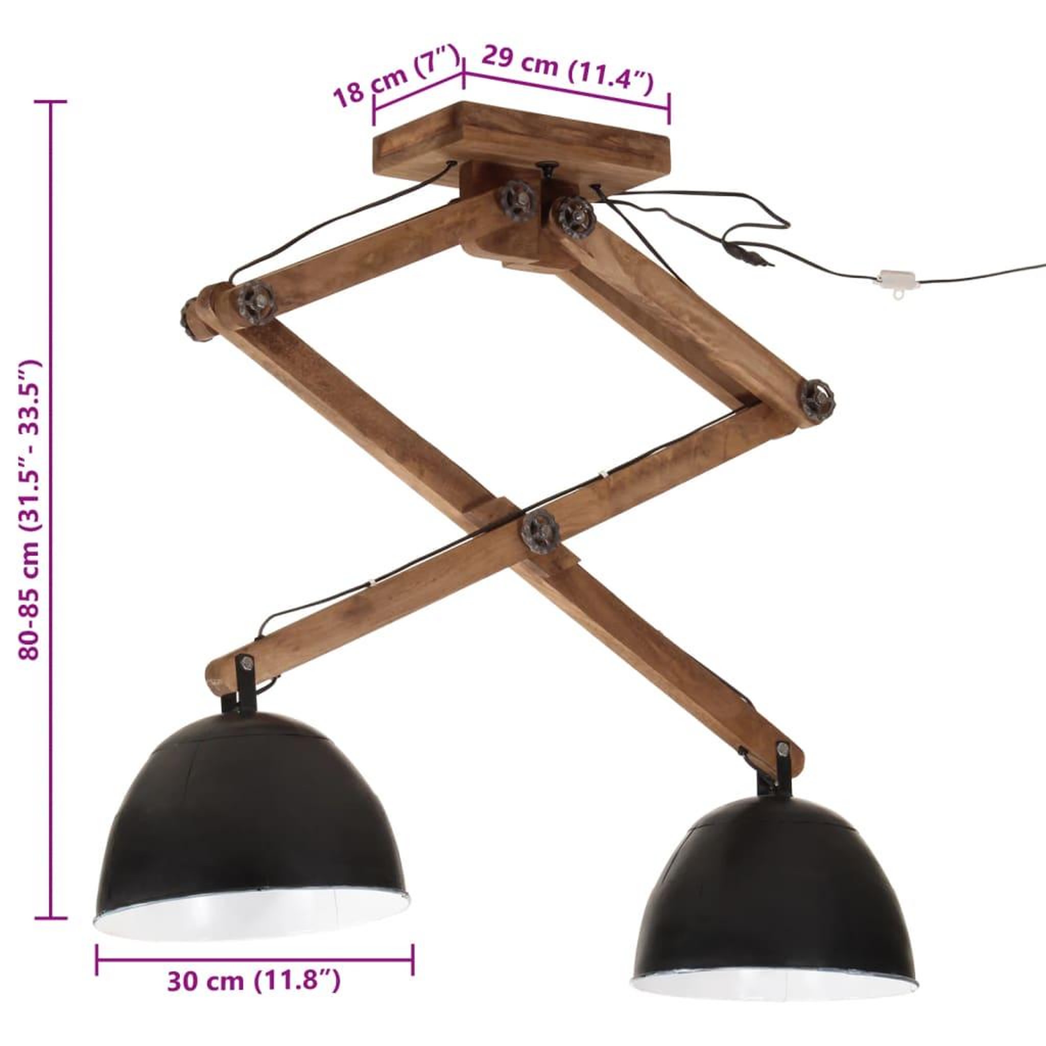 Voir la diapositive 6 : VIDAXL Plafonnier 25 W noir 29x18x85 cm E27