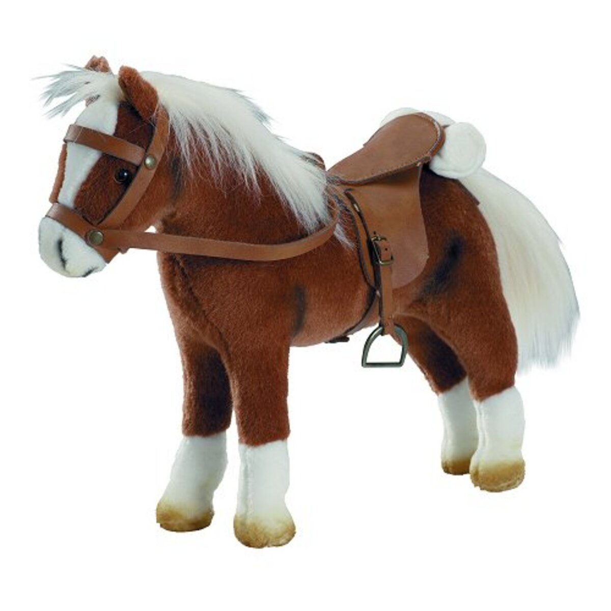 Gotz Accessoires de poupées : Götz Boutique : Peluche Cheval articulé avec  sel et harnais : Marron pas cher 