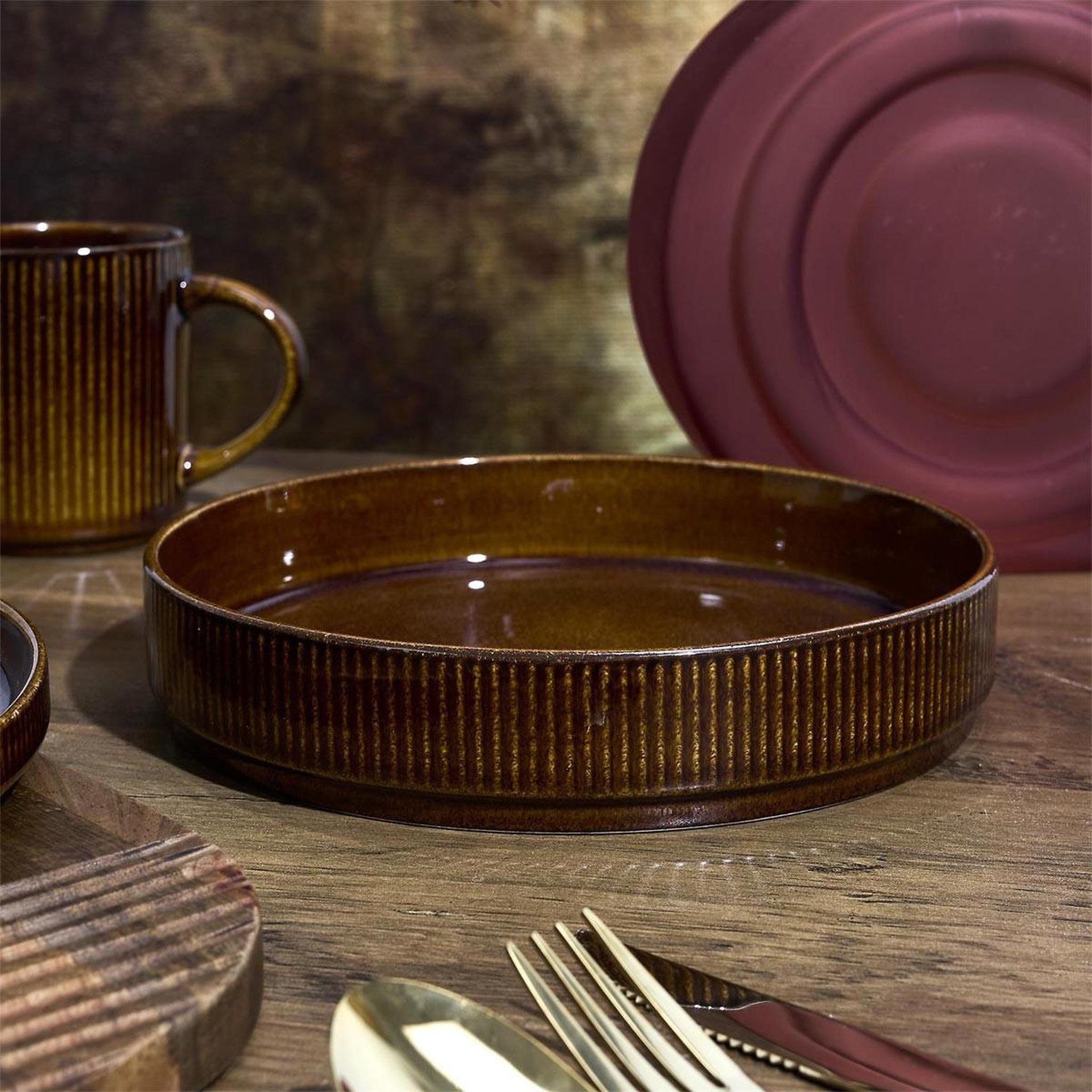 Voir la diapositive 4 : COOK CONCEPT Lot de 6 assiettes creuses  ysia  20cm marron