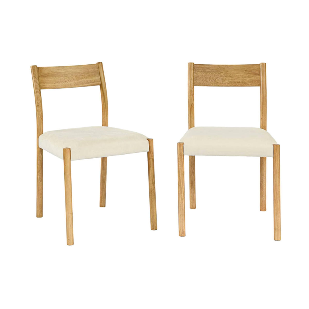 SWEEEK Lot de 2 chaises bohème bois d'hévéa naturel et tissu. L 49.5 x P 53 x H 82cm - ELLA