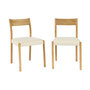 Voir la diapositive 1 : SWEEEK Lot de 2 chaises bohème bois d'hévéa naturel et tissu. L 49.5 x P 53 x H 82cm - ELLA