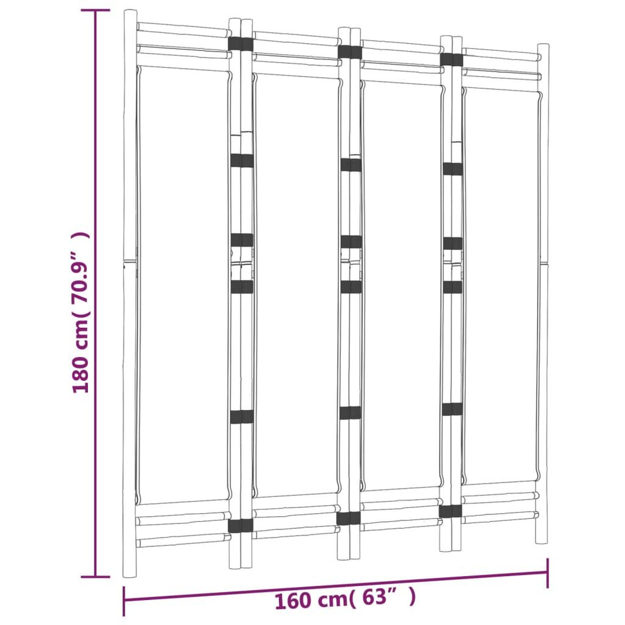 Voir la diapositive 6 : VIDAXL Cloison de separation pliante 4 panneaux 160 cm Bambou et toile