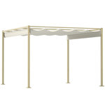 OUTSUNNY Pergola rétractable 3 x 3 m acier époxy beige polyester haute densité 180 g/m² UPF30+ kaki