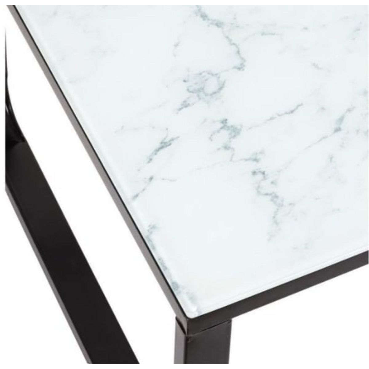 Table Basse En Verre "effet Marbre" 105cm Blanc