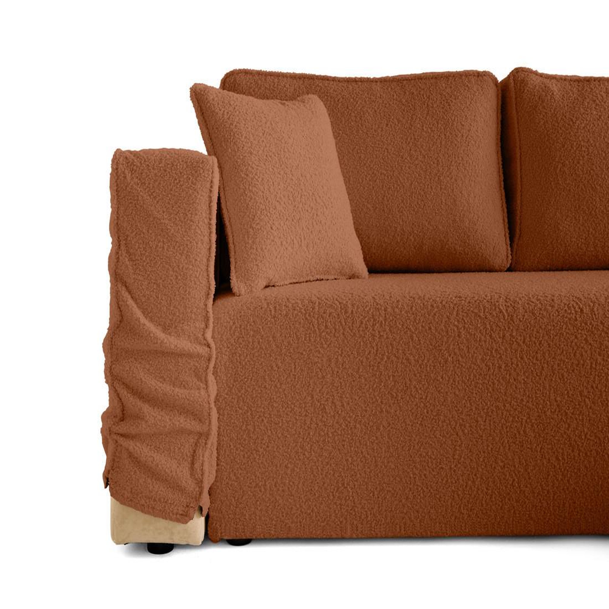 Voir la diapositive 2 : BEST MOBILIER Topaze - canapé d'angle déhoussable réversible 4 places en tissu bouclette