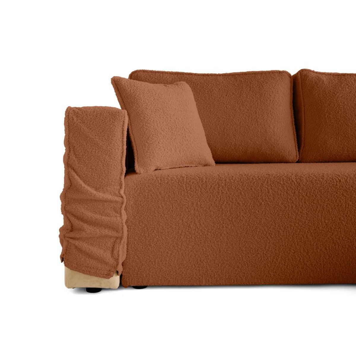 BEST MOBILIER Topaze - canapé d'angle déhoussable réversible 4 places en tissu bouclette