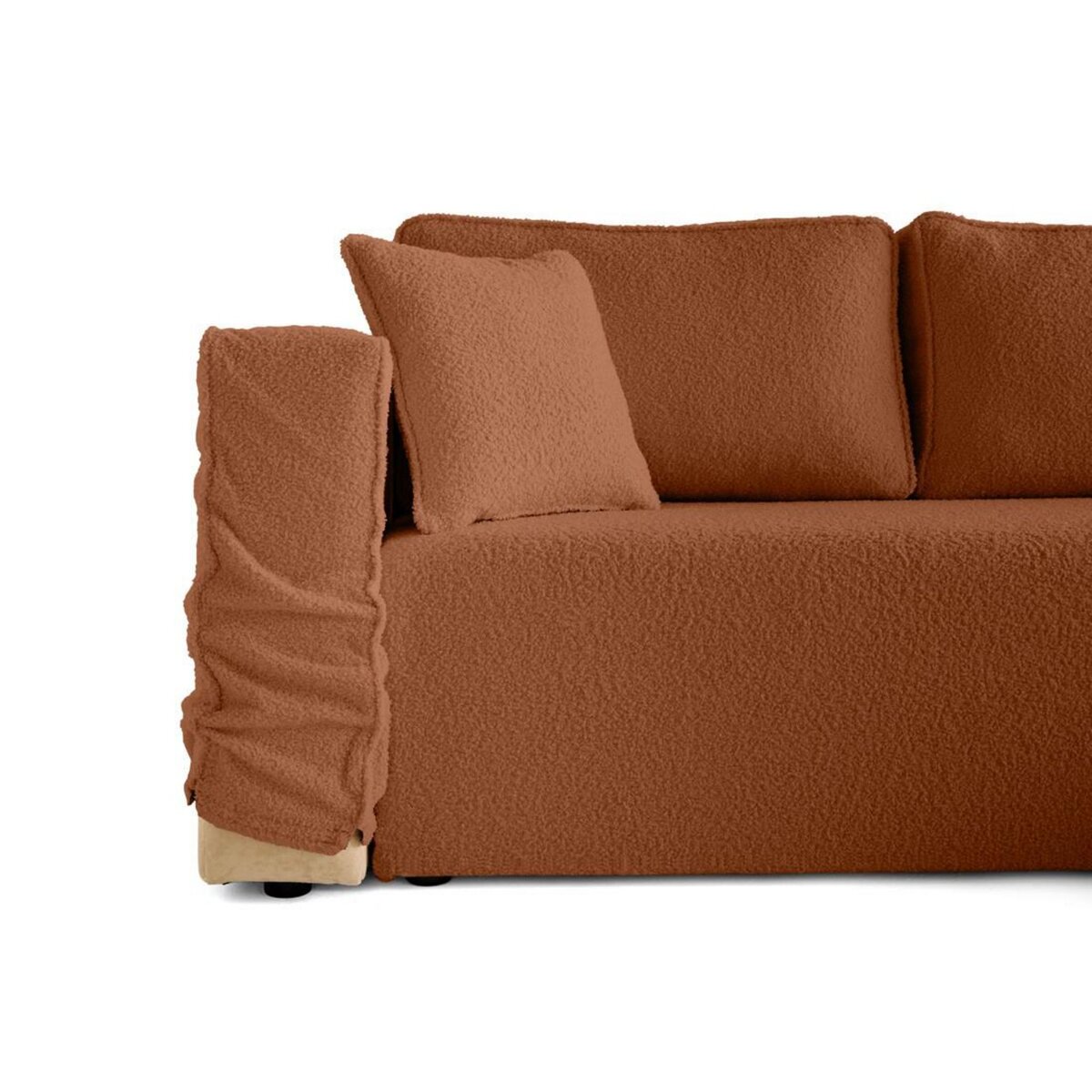 BEST MOBILIER Topaze - canapé d'angle déhoussable réversible 4 places en tissu bouclette