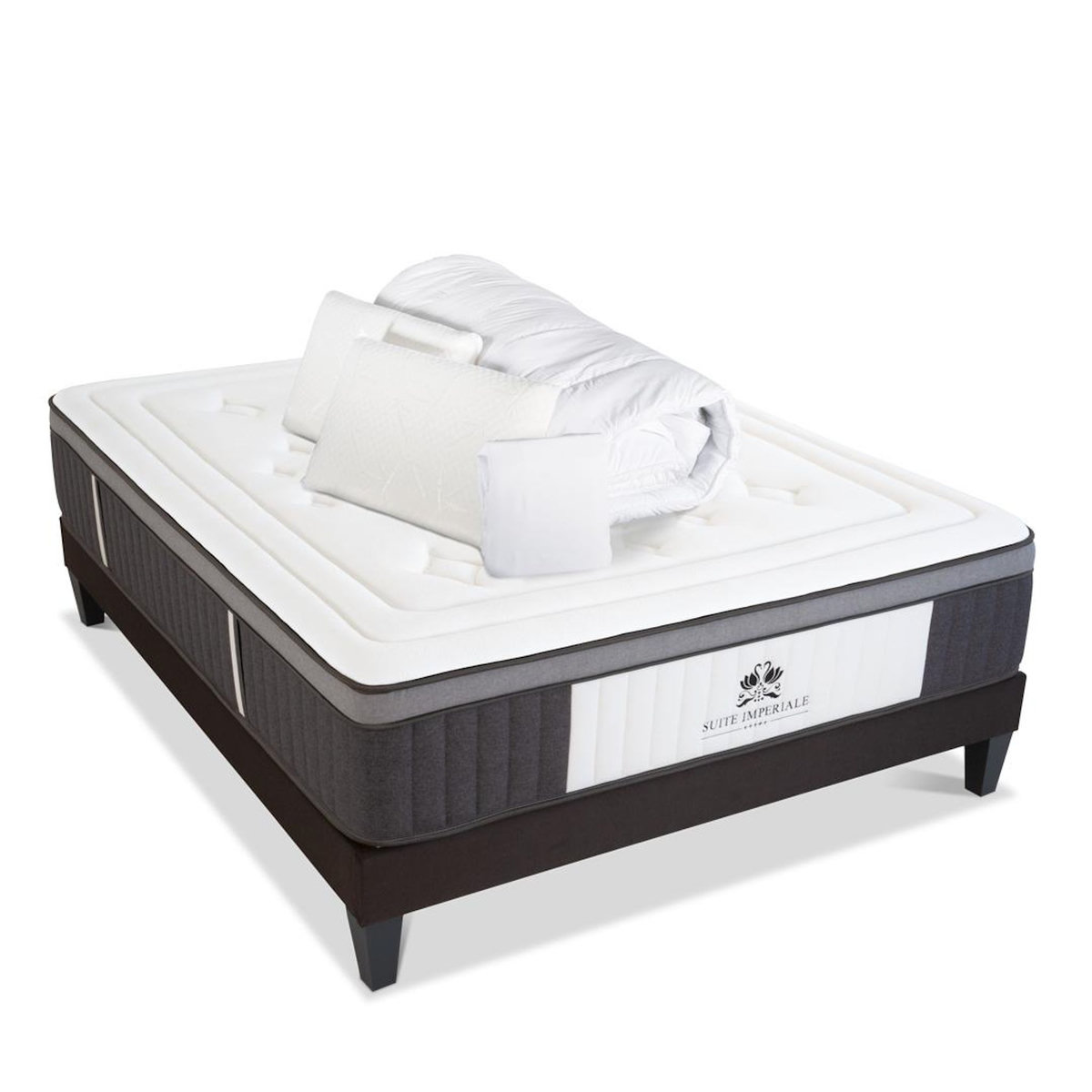 SUITE ETOILEE SUITE ETOILEE | Pack Prêt à dormir SUITE IMPERIALE | Matelas Ressorts ensachés + Sommier + Accessoires