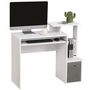 Voir la diapositive 1 : HOMCOM Bureau informatique multimédia étagères tablette clavier panier gris panneaux particules blanc