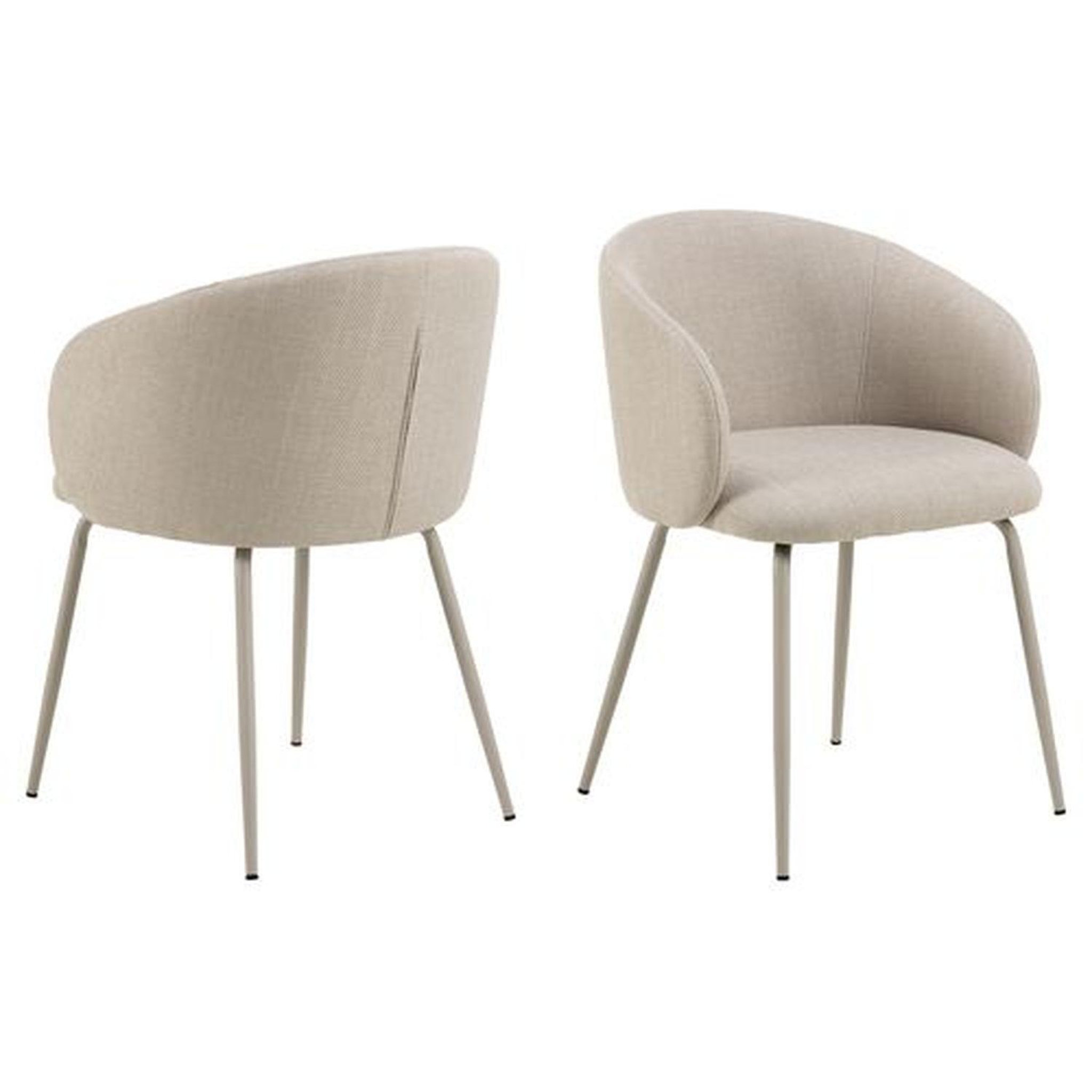 TOILINUX Lot de 2 chaises en tissu avec accoudoirs sören. Coloris disponibles : Vert, Gris, Beige