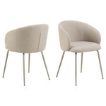 TOILINUX Lot de 2 chaises en tissu avec accoudoirs SÖREN. Coloris disponibles : Vert, Beige, Gris