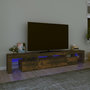 Voir la diapositive 1 : VIDAXL Meuble TV avec lumieres LED Chene fume 230x36,5x40 cm