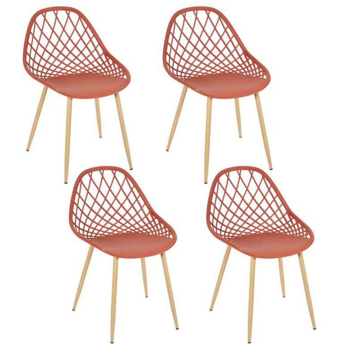Paris Prix Lot de 4 Chaises Design  Malaga  80cm Terracotta
