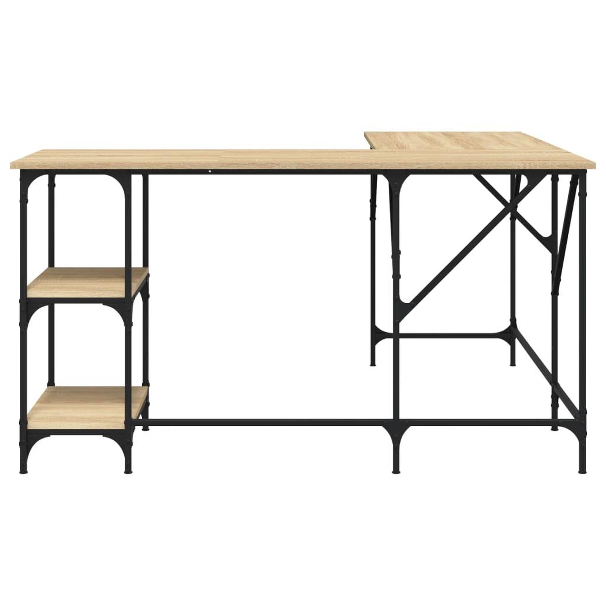 Voir la diapositive 4 : VIDAXL Bureau chene sonoma 139x139x75 cm bois d'ingenierie