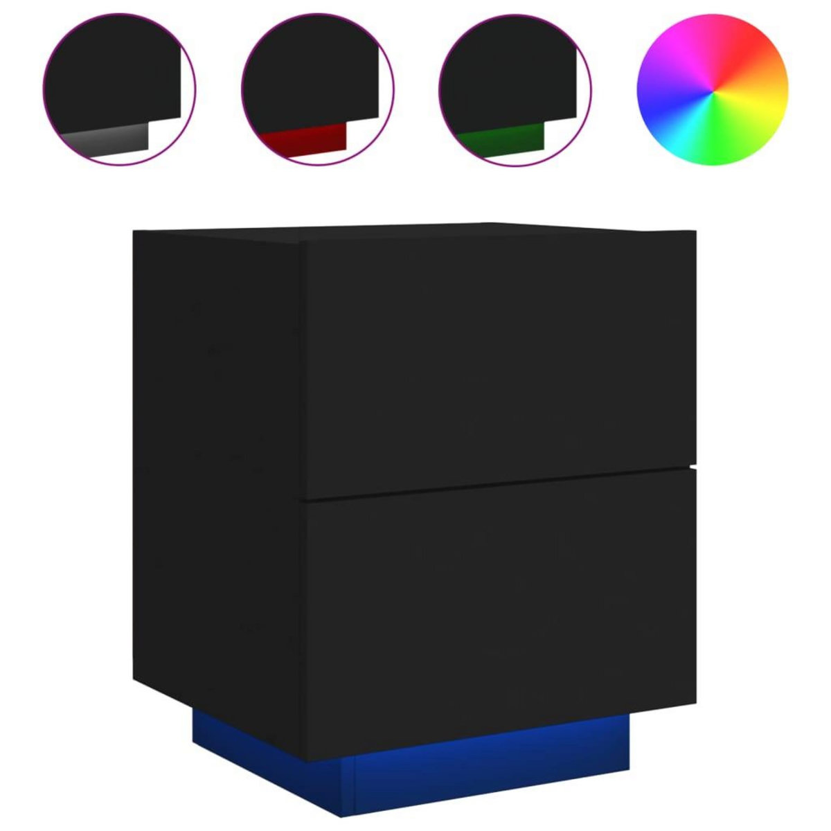 VIDAXL Armoire de chevet avec lumieres LED noir bois d'ingenierie