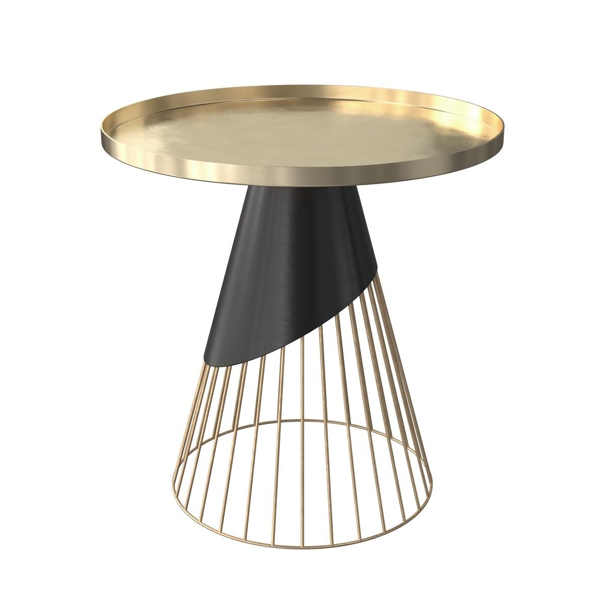 Rendez vous déco Table d'appoint ronde en métal noir et plateau laiton D45 cm - Corry