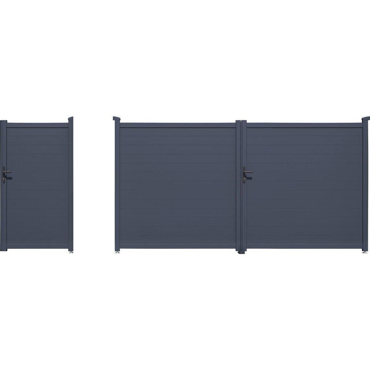 Habitat et Jardin Pack portail + portillon  Marc  - Gris