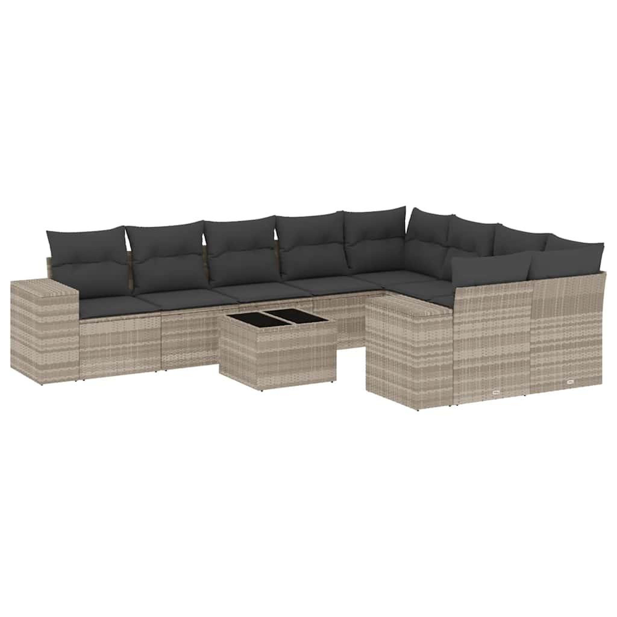 Voir la diapositive 2 : VIDAXL Salon de jardin avec coussins 10 pcs gris clair resine tressee