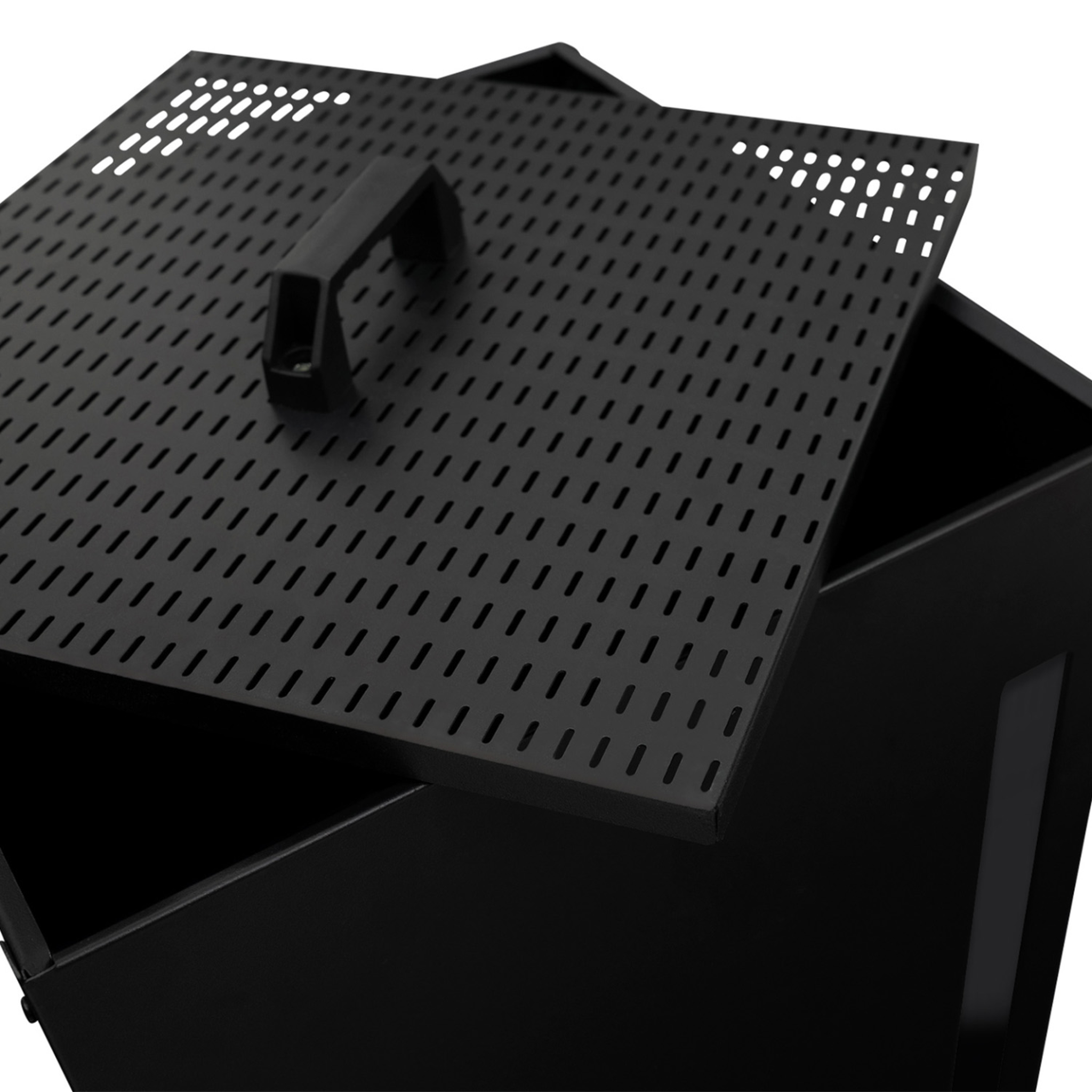 Voir la diapositive 6 : ID MARKET Réservoir à granulés 30 kg noir rangement à pellets 35 x 35 x 53,5 cm