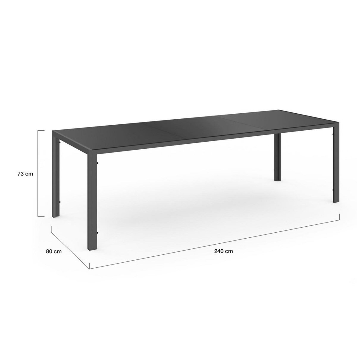 ID MARKET Salon de jardin MADRID table 240 CM et 10 chaises empilables mix color bleu, gris et noir