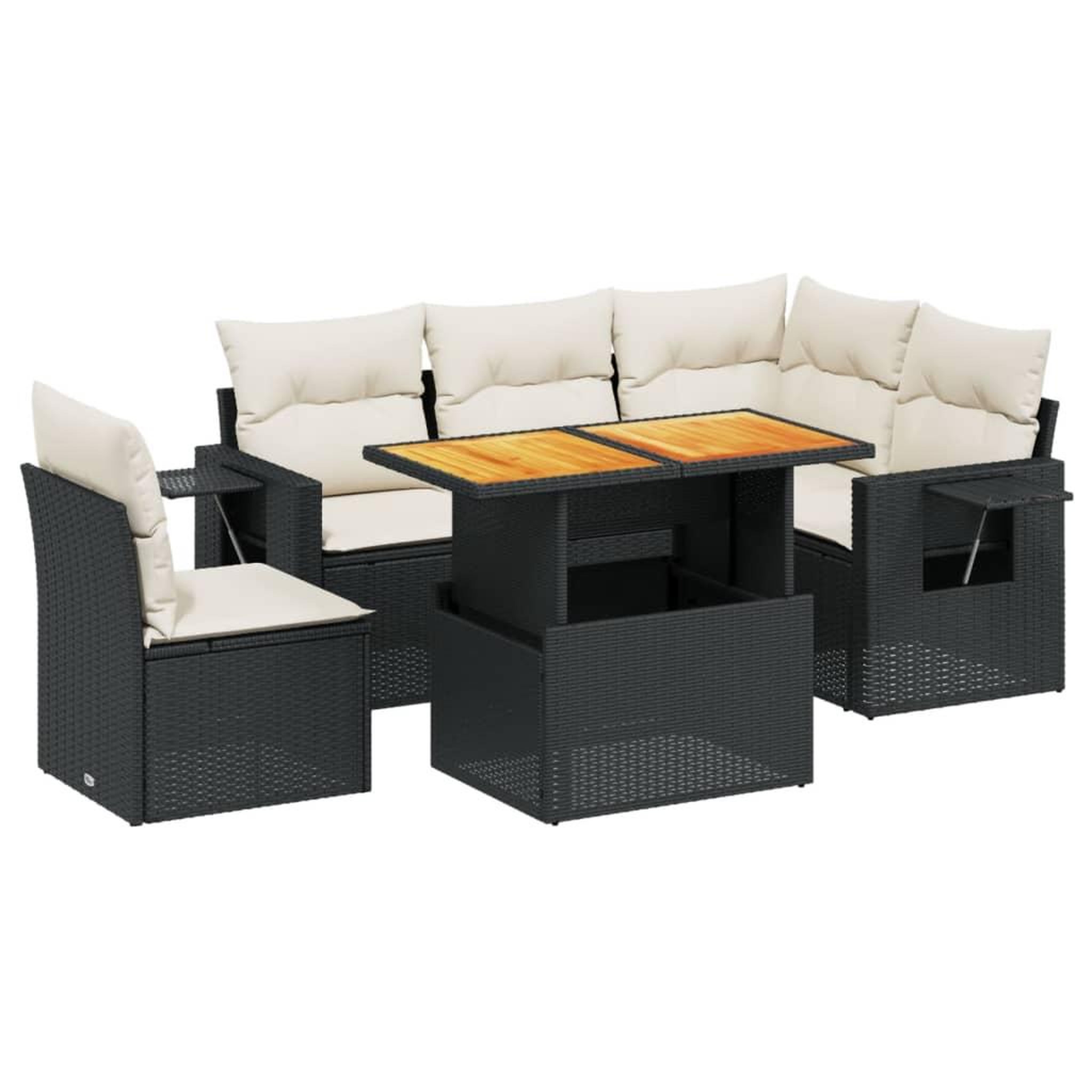 Voir la diapositive 2 : VIDAXL Salon de jardin 6 pcs avec coussins noir resine tressee