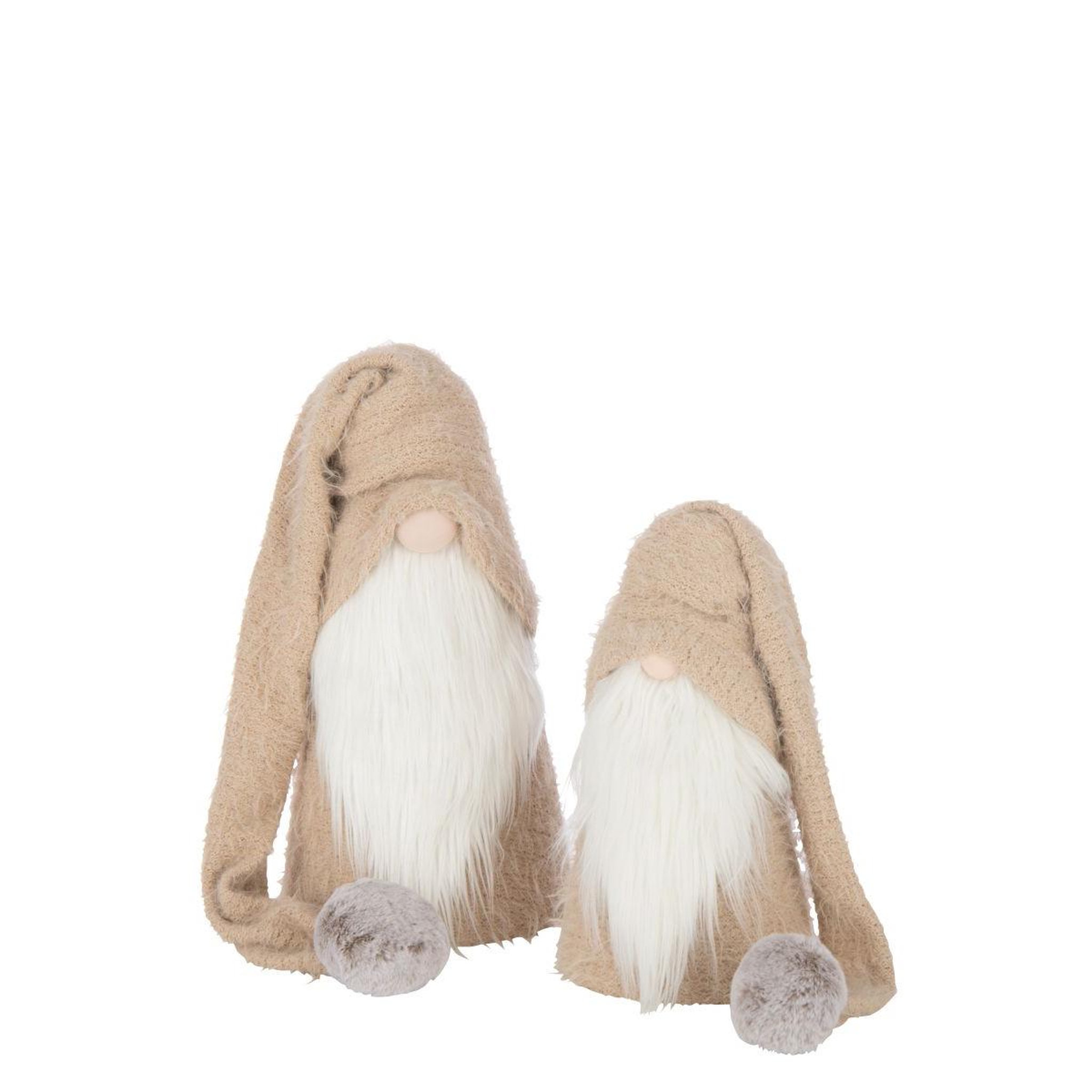 Voir la diapositive 2 : J-LINE Père-noël gnome déco  hiver  44cm beige