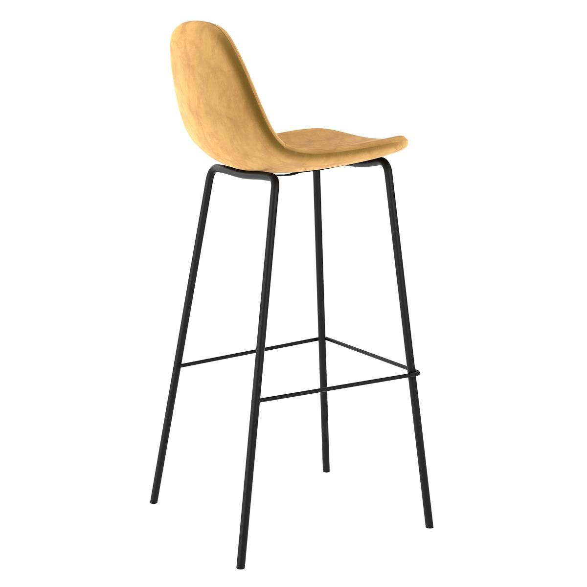 Rendez vous déco Lot de 2 chaises de bar en velours jaune 75 cm - Henrik