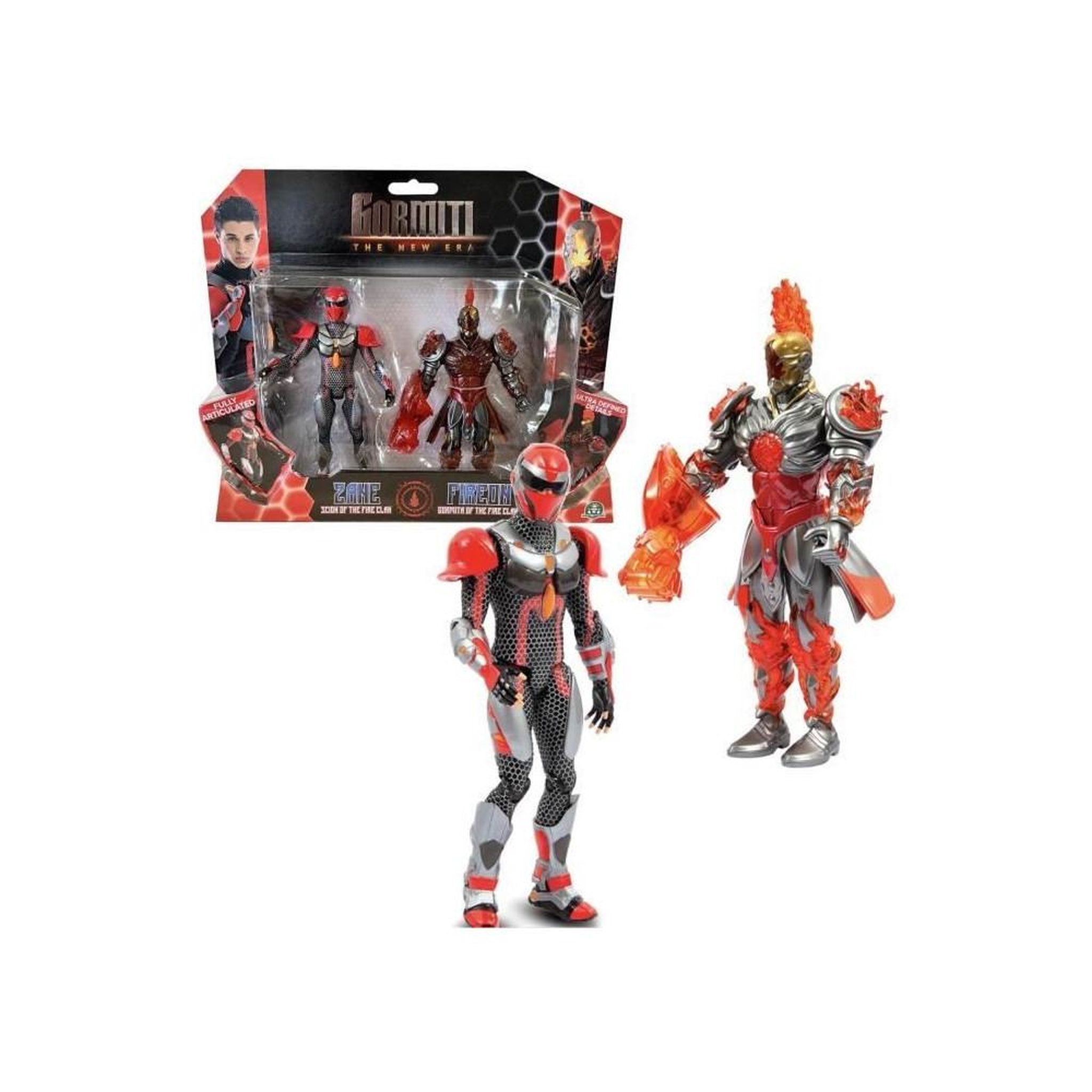 MARKET24 Coffret figurines - GORMITI - Scion et Gormiti associé Feu - Zane et Fireon - 15 cm - a partir de 4 ans - GRV192
