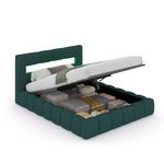 CONCEPT USINE Lit nuage coffre LED 140x190cm velours vert OMAHA