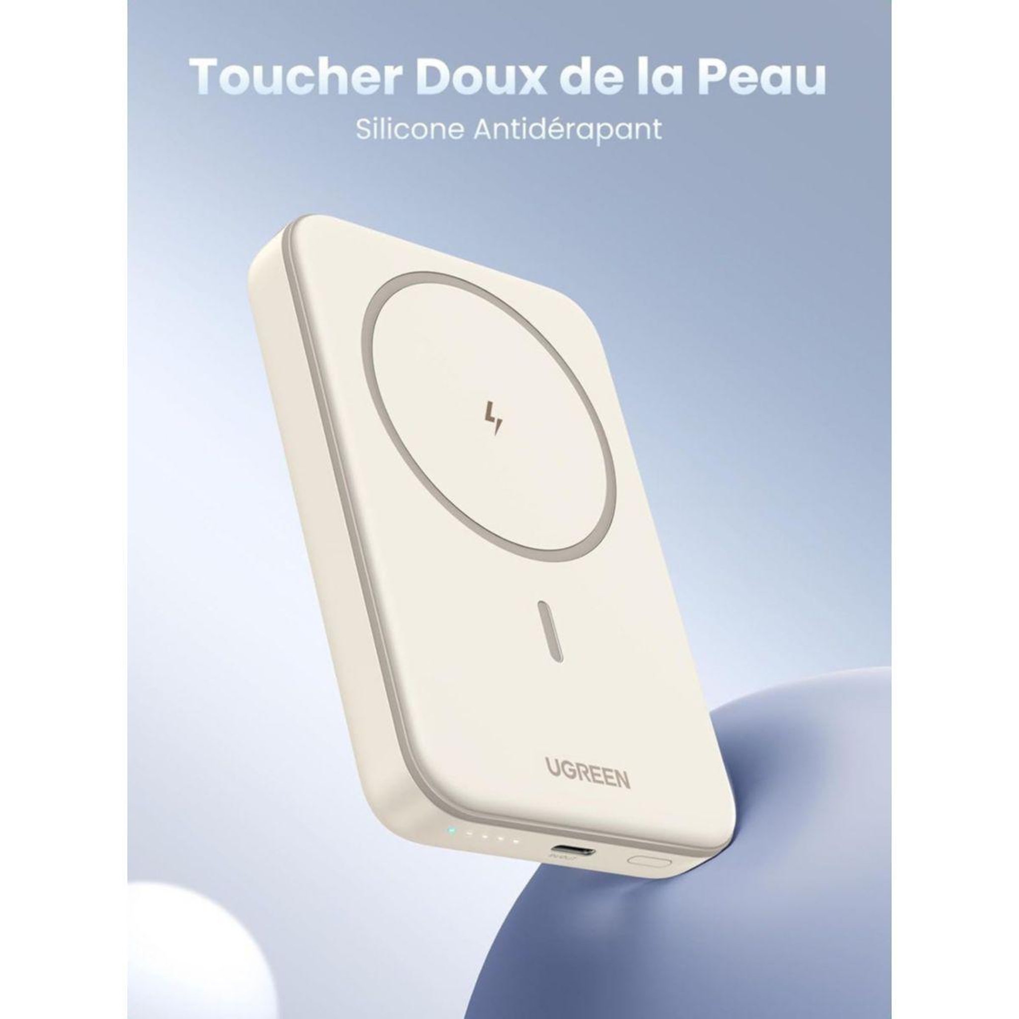 Voir la diapositive 2 : UGREEN Batterie externe MagSafe 10000mAh Crème