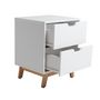 Voir la diapositive 2 : VS VENTA-STOCK Table de Chevet Miranda 2 tiroirs Blanc, MDF laqué en couler Blanc