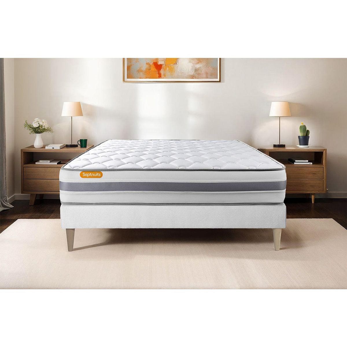 SEPTNUITS Matelas + sommier Memo Spring Ressorts ensachés 3 zones de confort MAXI épaisseur
