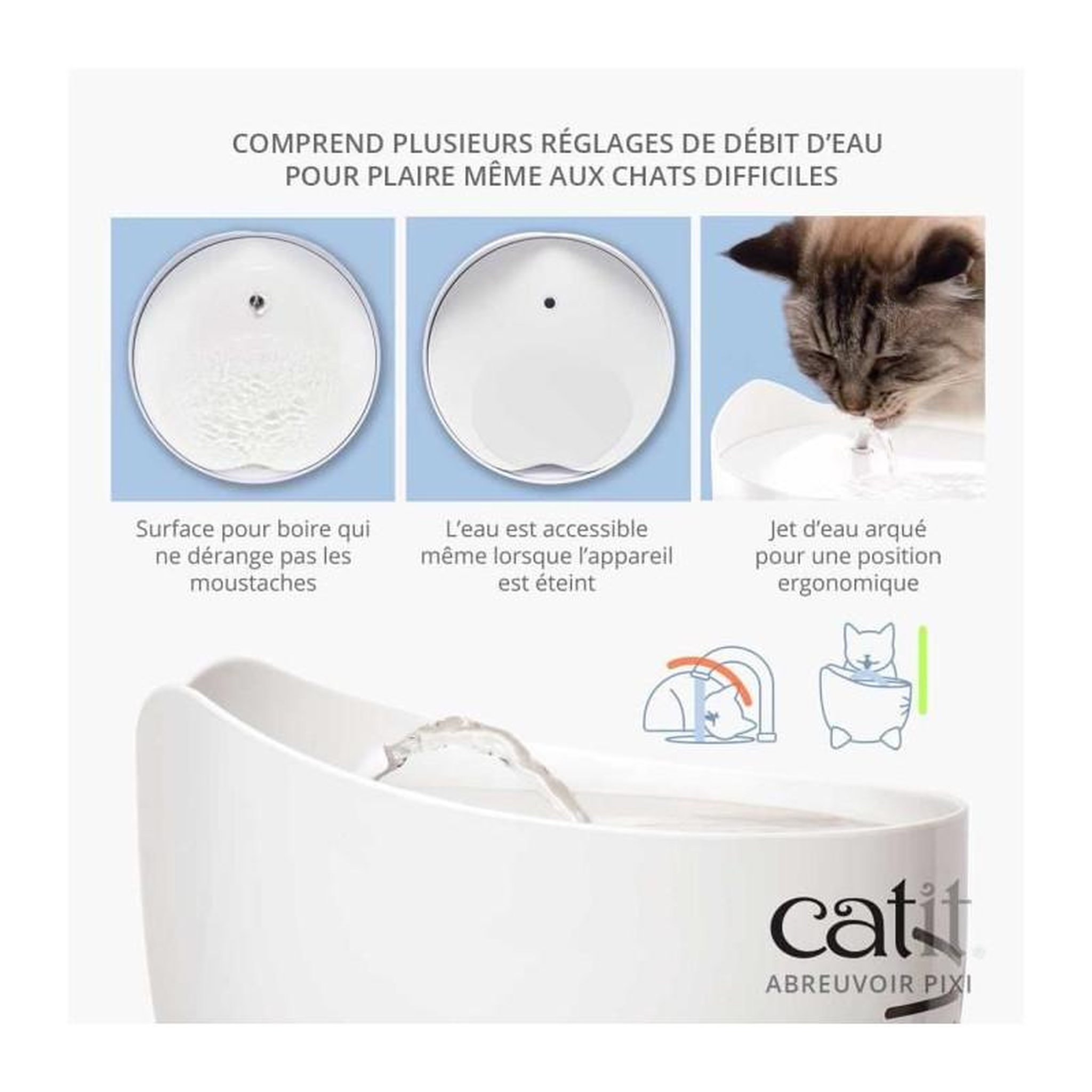 Voir la diapositive 4 : Cat'it CAT IT Fontaine a eau automatique pour chat - 2,5 L - Bleu
